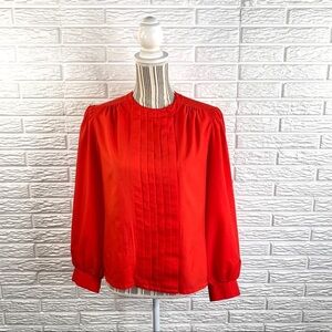 Vintage Judy Bond Petites Red Pleated Blouse
